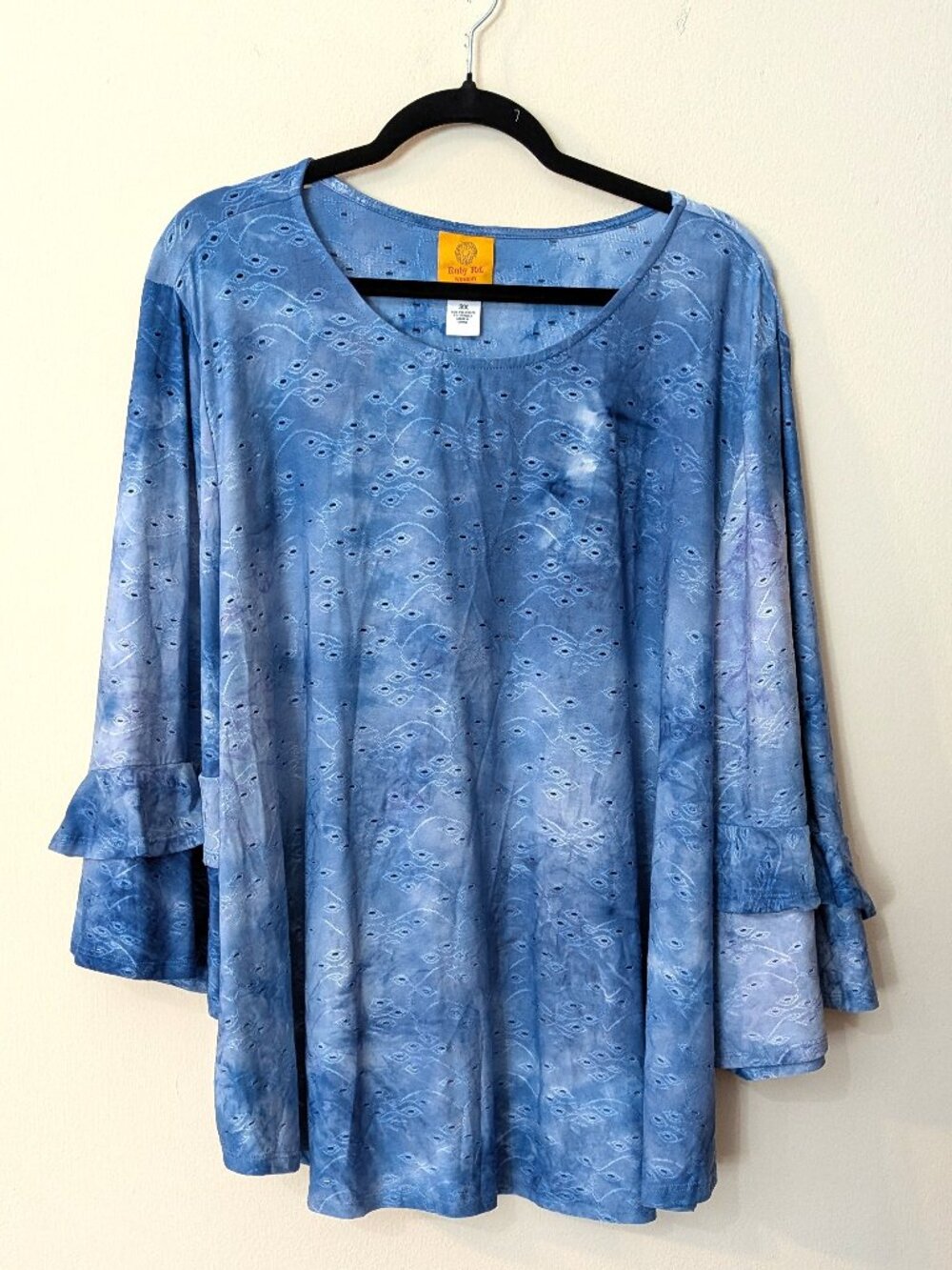 Ruby Rd. Woman Women’s Blue Tie-Dye Eyelet Top – Size 3X